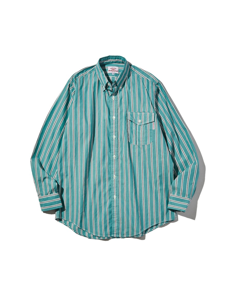 Men Battenwear Shirts | Bd Scout Shirt Teal Stripe