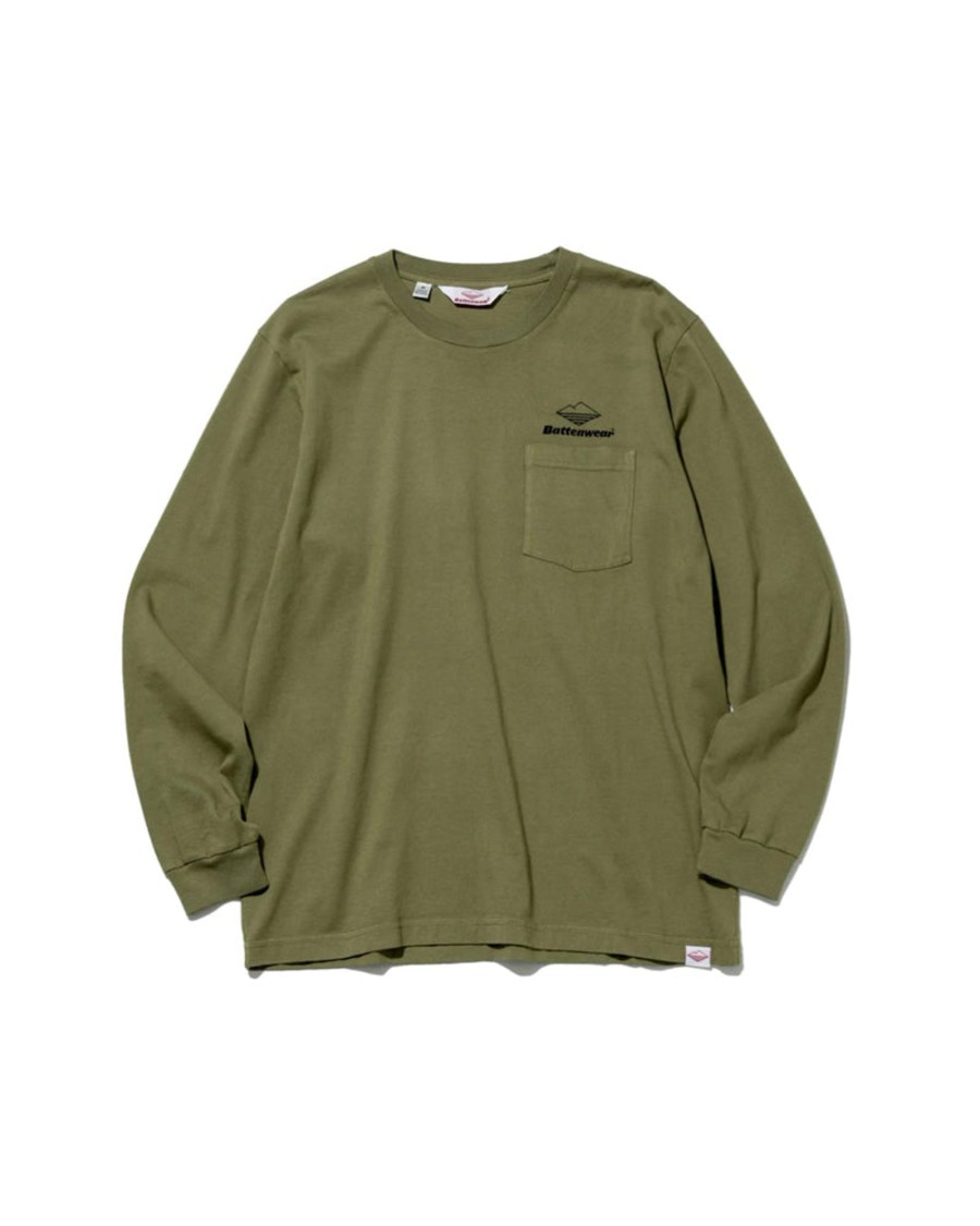 Men Battenwear Tees | Team L/S Pocket Tee Olive