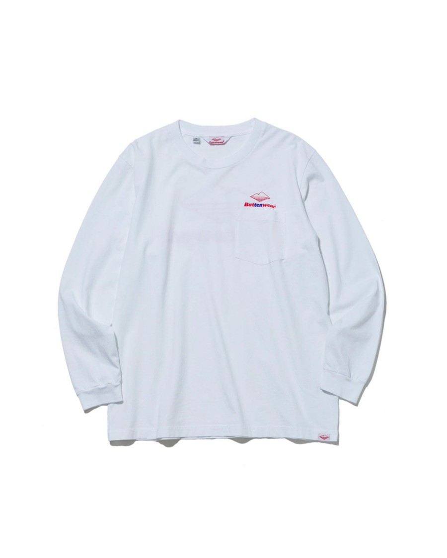 Men Battenwear Tees | 10Th Anniversary L/S Pocket Tee/White