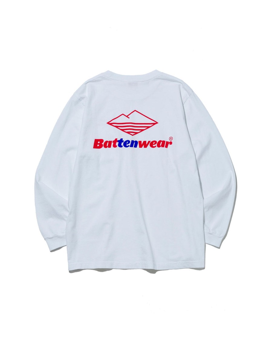 Men Battenwear Tees | 10Th Anniversary L/S Pocket Tee/White