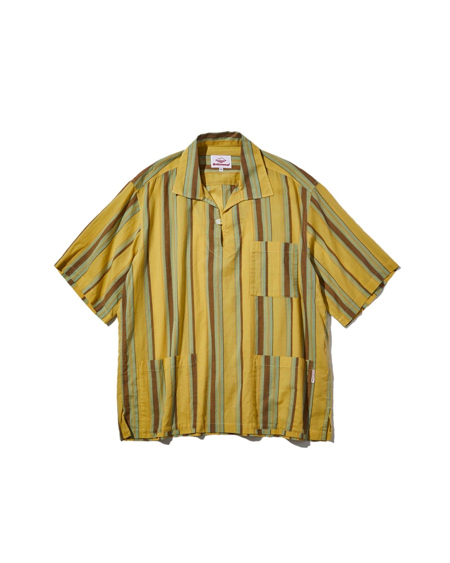 Men Battenwear Shirts | Topanga Pullover Yellow Stripe