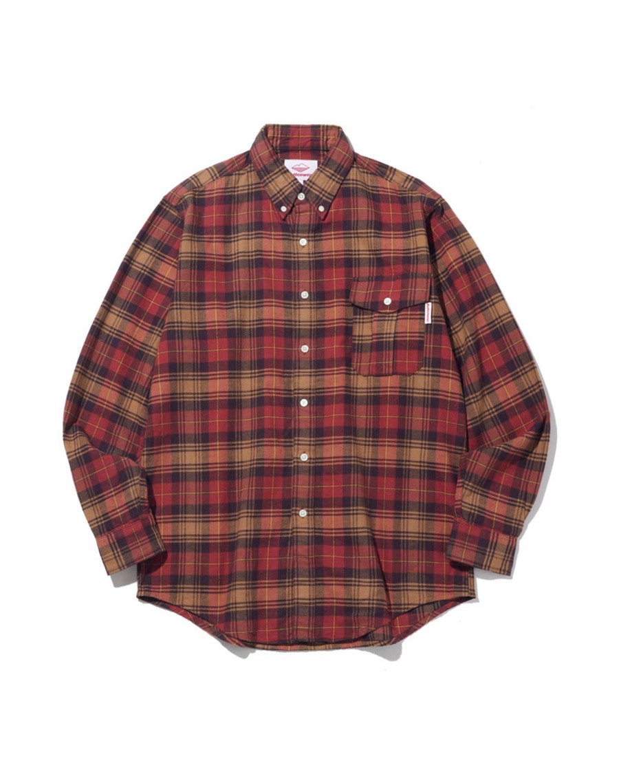 Men Battenwear Shirts | Bd Scout Shirt Red Brown Plaid