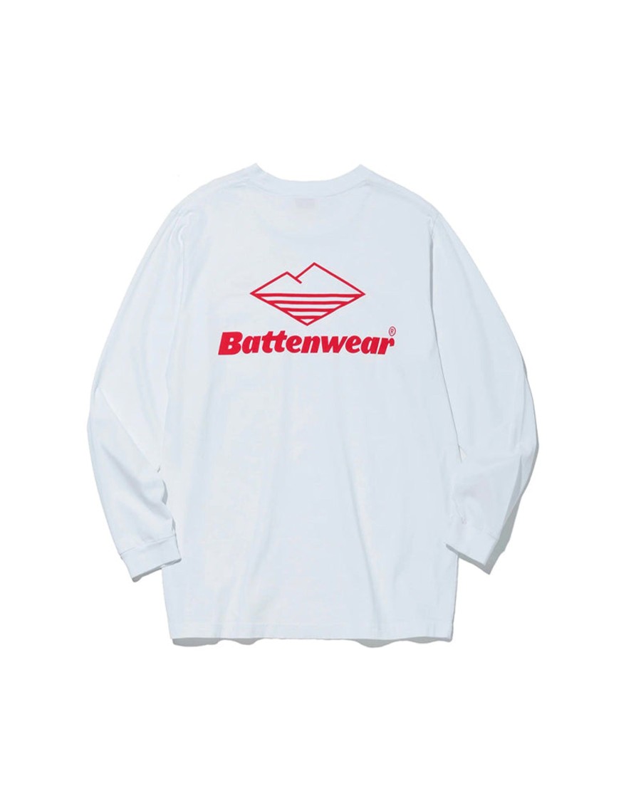 Men Battenwear Tees | Team L/S Pocket Tee White