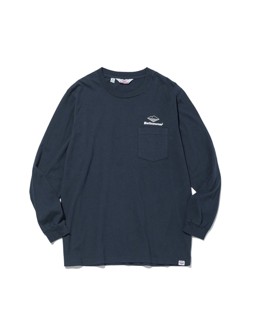 Men Battenwear Tees | Team L/S Pocket Tee Navy