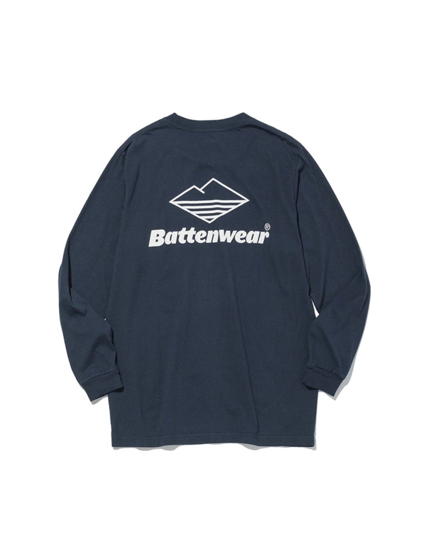 Men Battenwear Tees | Team L/S Pocket Tee Navy