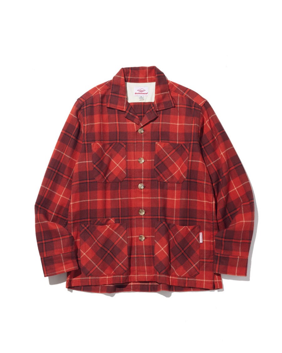 Men Battenwear Shirts | Five Pocket Canyon Shirt Brick Plaid