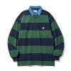 Men Battenwear Shirts | Pocket Rugby Shirt Green X Navy Stripe