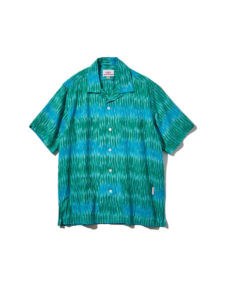 Men Battenwear Shirts | Five Pocket Island Shirt Green Ikat