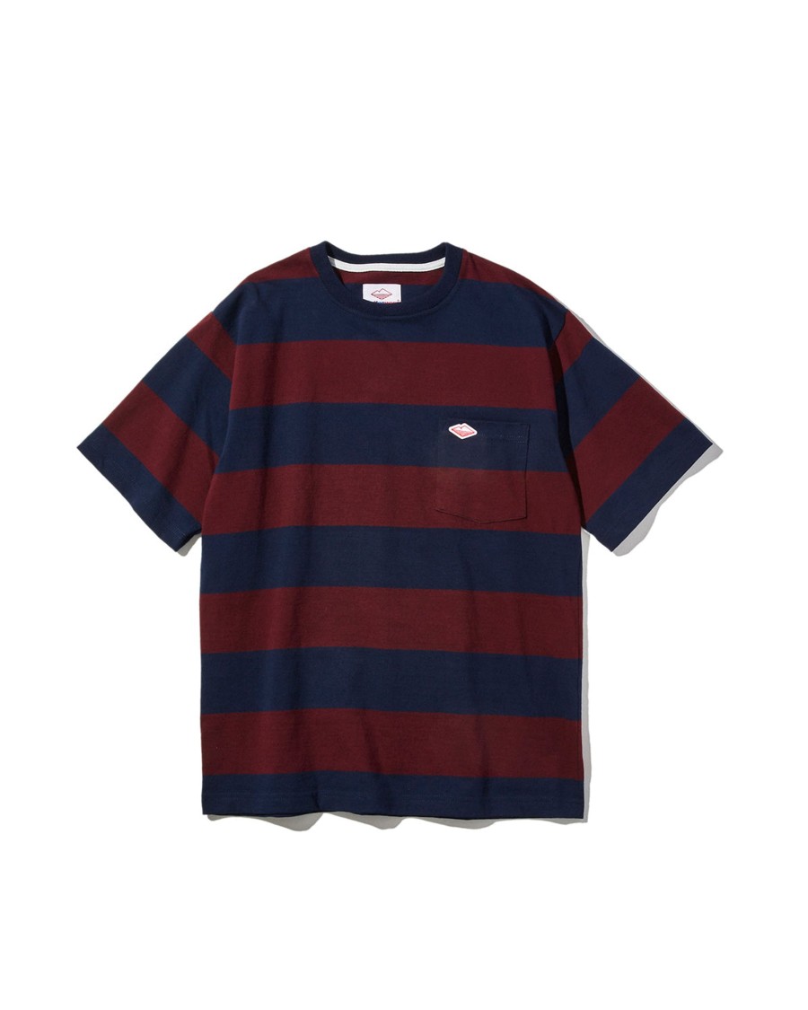 Men Battenwear Rugby | Pocket Rugby Tee Navy X Maroon Stripe