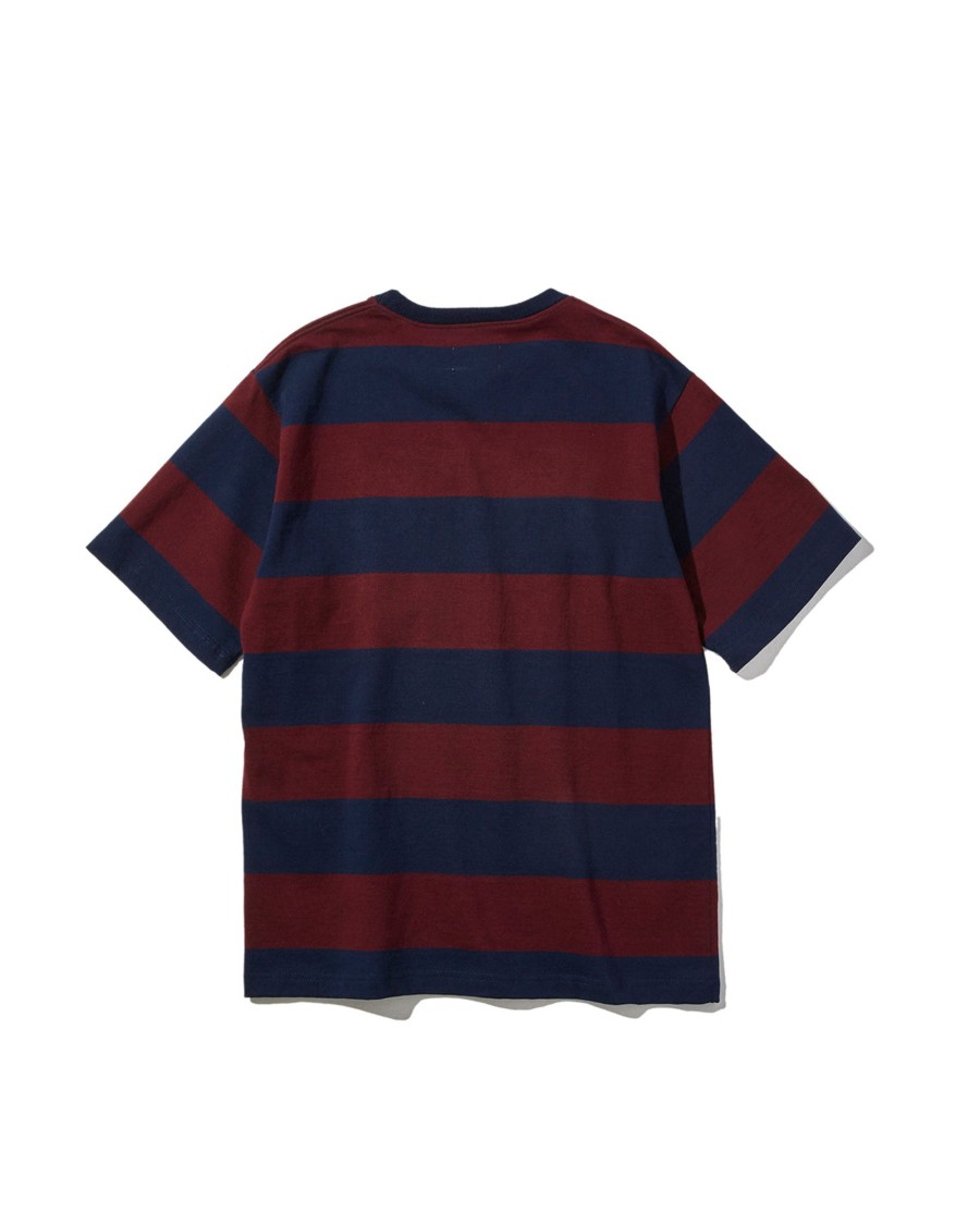 Men Battenwear Rugby | Pocket Rugby Tee Navy X Maroon Stripe