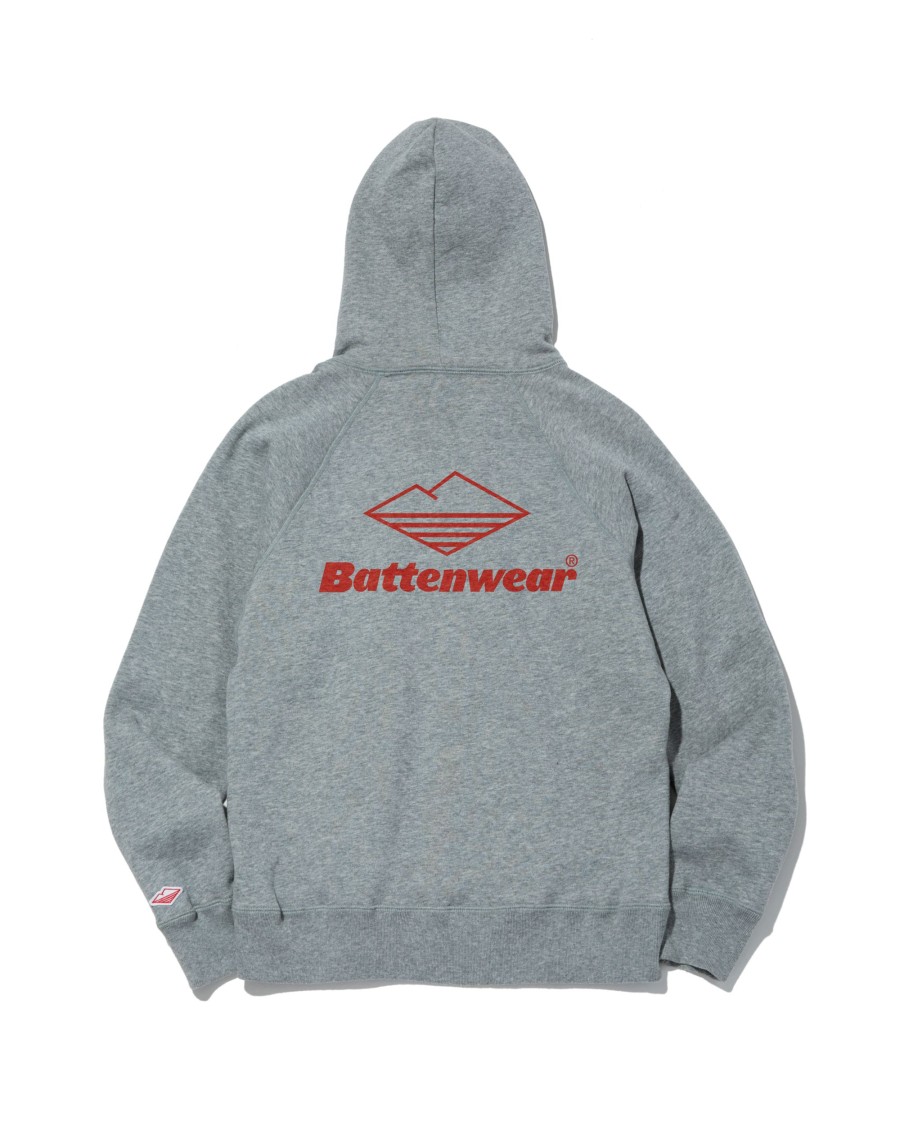 Men Battenwear Fleece | Team Reach-Up Hoody (Print B) Heather Grey